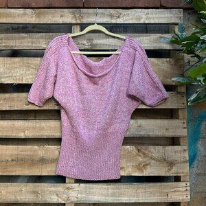 Pink Knit Short Sleeve Sweater Top